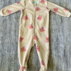 12 mo Pekkle fleece pjs with Popcorn Print